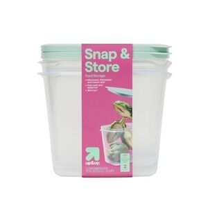 Up & Up Snap & Store Food Storage Containers 72oz 9 Cups 4 Pack Clear Mint Green